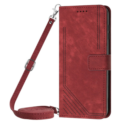 For Infinix Note 40 4G Skin Feel Stripe Pattern Leather Phone Case with Lanyard(Red) - Infinix Cases by PMC Jewellery | Online Shopping South Africa | PMC Jewellery | Buy Now Pay Later Mobicred