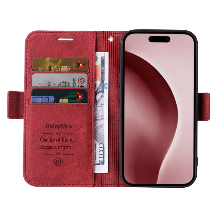 For iPhone 16 Pro BETOPNICE Dual-side Buckle Leather Phone Case(Red) - iPhone 16 Pro Cases by BETOPNICE | Online Shopping South Africa | PMC Jewellery | Buy Now Pay Later Mobicred