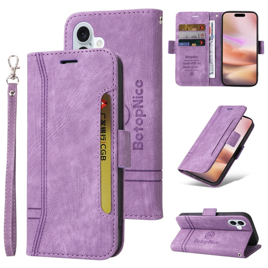 For iPhone 16 Plus BETOPNICE Dual-side Buckle Leather Phone Case(Purple) - iPhone 16 Plus Cases by BETOPNICE | Online Shopping South Africa | PMC Jewellery | Buy Now Pay Later Mobicred