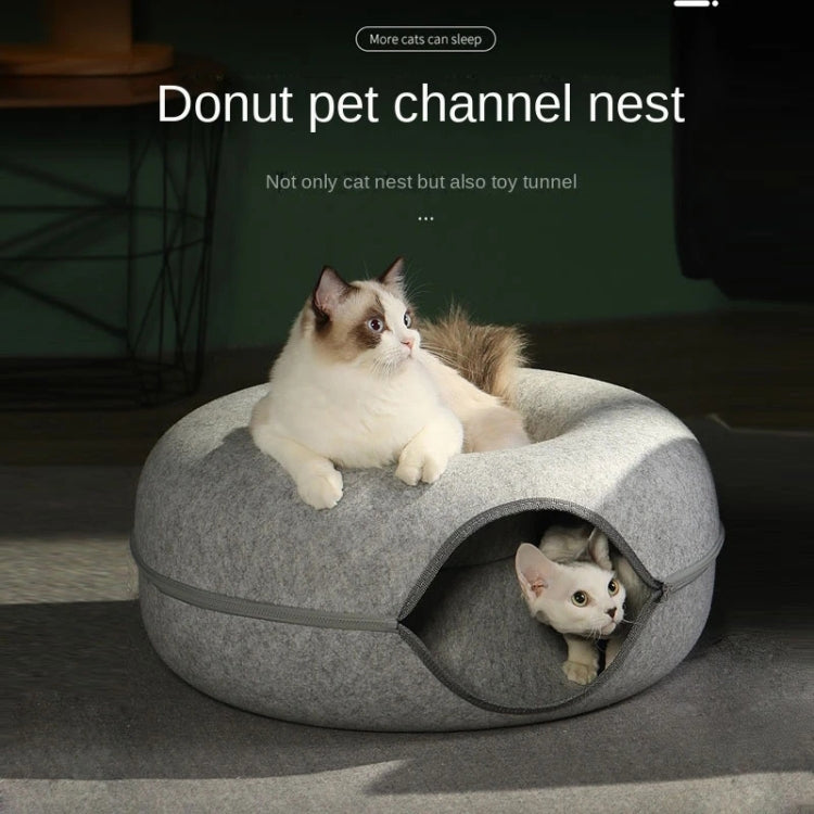 Round Wool Felt Cat Litter Tunnel Cat Litter, Size:60x60x27cm(Dark Grey) - Beds by PMC TechLife | Online Shopping South Africa | PMC TechLife | Buy Now Pay Later Mobicred
