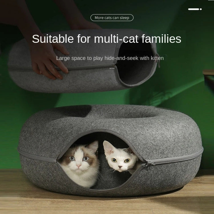 Round Wool Felt Cat Litter Tunnel Cat Litter, Size:60x60x27cm(Light Grey) - Beds by PMC TechLife | Online Shopping South Africa | PMC TechLife | Buy Now Pay Later Mobicred