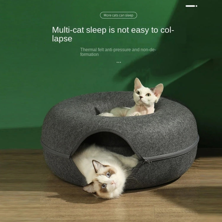 Round Wool Felt Cat Litter Tunnel Cat Litter, Size:60x60x27cm(Dark Grey) - Beds by PMC TechLife | Online Shopping South Africa | PMC TechLife | Buy Now Pay Later Mobicred