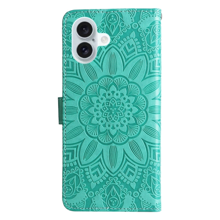 For iPhone 16 Plus Embossed Sunflower Leather Phone Case(Green) - iPhone 16 Plus Cases by PMC TechLife | Online Shopping South Africa | PMC TechLife | Buy Now Pay Later Mobicred