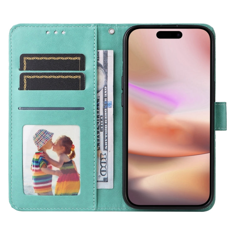 For iPhone 16 Plus Embossed Sunflower Leather Phone Case(Green) - iPhone 16 Plus Cases by PMC TechLife | Online Shopping South Africa | PMC TechLife | Buy Now Pay Later Mobicred