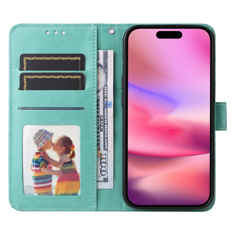 For iPhone 16 Embossed Sunflower Leather Phone Case(Green) - free shipping - PMC TechLife - Order now!