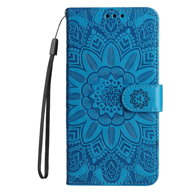 For iPhone 16 Embossed Sunflower Leather Phone Case(Blue) - free shipping - PMC TechLife - Order now!