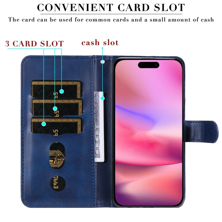 For iPhone 16 Fashion Calf Texture Zipper Leather Phone Case(Blue) - iPhone 16 Cases by PMC TechLife | Online Shopping South Africa | PMC TechLife | Buy Now Pay Later Mobicred