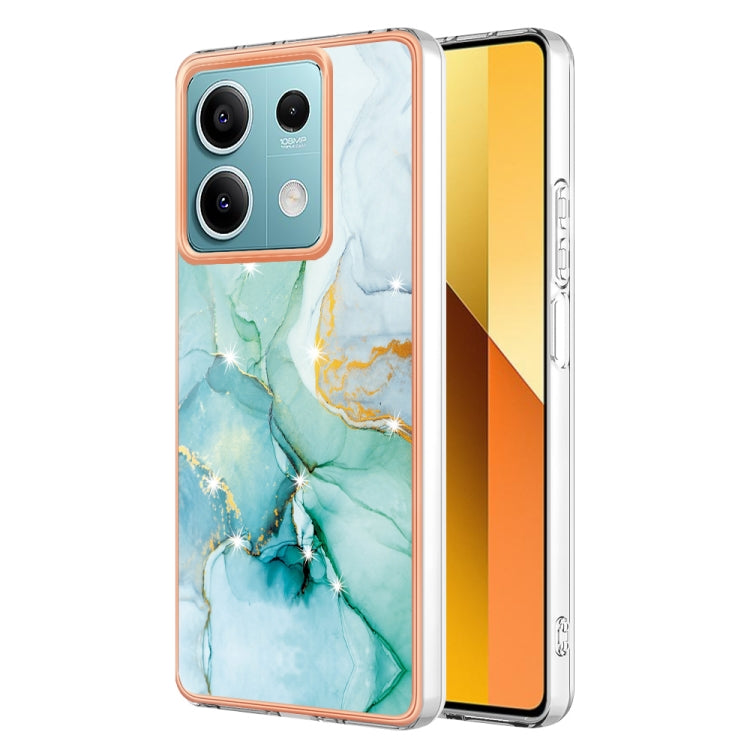 For Xiaomi Redmi Note 13 5G Global Electroplating Marble Dual-side IMD Phone Case(Green 003) - Note 13 Cases by PMC TechLife | Online Shopping South Africa | PMC TechLife | Buy Now Pay Later Mobicred