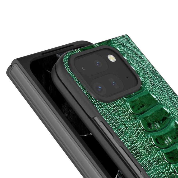 For Google Pixel 9 Pro Fold ABEEL Genuine Leather Weilai Series Phone Case(Green) - Google Cases by PMC TechLife | Online Shopping South Africa | PMC TechLife | Buy Now Pay Later Mobicred