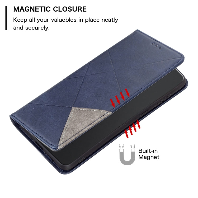 For iPhone 16 Pro Rhombus Texture Magnetic Leather Phone Case(Blue) - iPhone 16 Pro Cases by PMC Jewellery | Online Shopping South Africa | PMC Jewellery | Buy Now Pay Later Mobicred