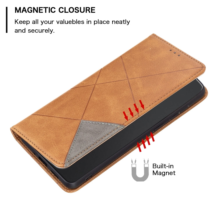 For iPhone 16 Rhombus Texture Magnetic Leather Phone Case(Yellow) - free shipping - PMC TechLife - Order now!