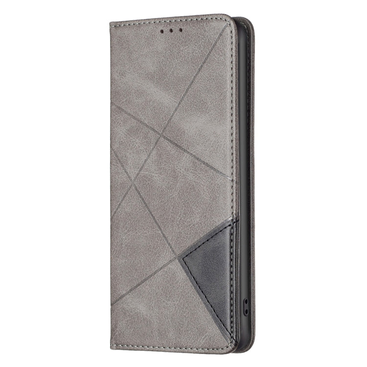 For iPhone 16 Rhombus Texture Magnetic Leather Phone Case(Grey) - iPhone 16 Cases by PMC TechLife | Online Shopping South Africa | PMC TechLife | Buy Now Pay Later Mobicred