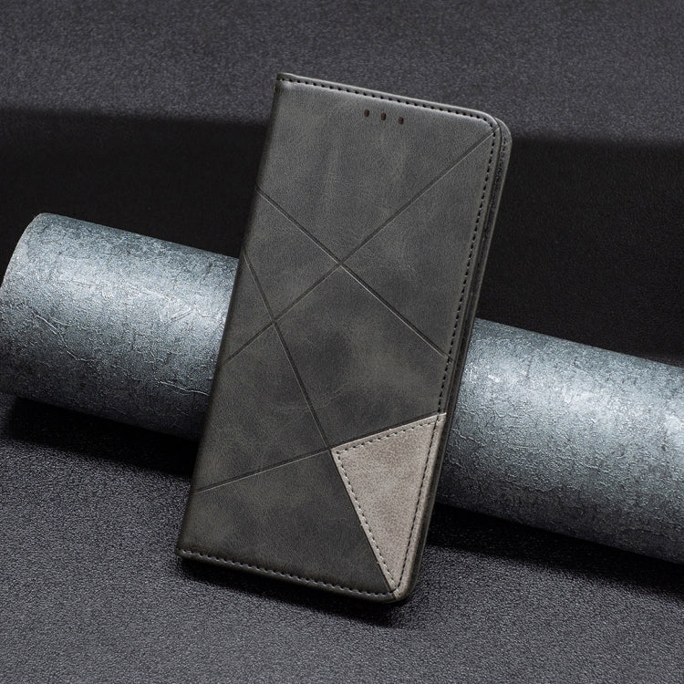 For iPhone 16 Rhombus Texture Magnetic Leather Phone Case(Black) - iPhone 16 Cases by PMC TechLife | Online Shopping South Africa | PMC TechLife | Buy Now Pay Later Mobicred