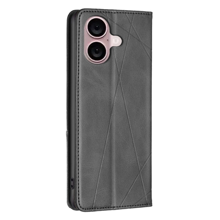 For iPhone 16 Rhombus Texture Magnetic Leather Phone Case(Black) - iPhone 16 Cases by PMC TechLife | Online Shopping South Africa | PMC TechLife | Buy Now Pay Later Mobicred