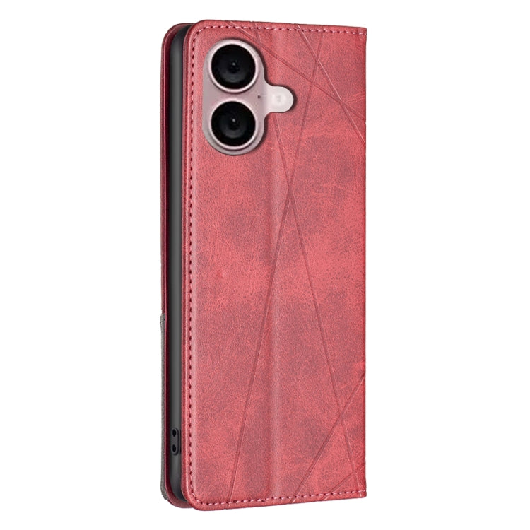 For iPhone 16 Plus Rhombus Texture Magnetic Leather Phone Case(Red) - free shipping - PMC TechLife - Order now!