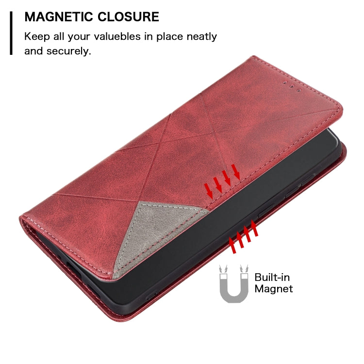 For iPhone 16 Plus Rhombus Texture Magnetic Leather Phone Case(Red) - iPhone 16 Plus Cases by PMC Jewellery | Online Shopping South Africa | PMC Jewellery | Buy Now Pay Later Mobicred