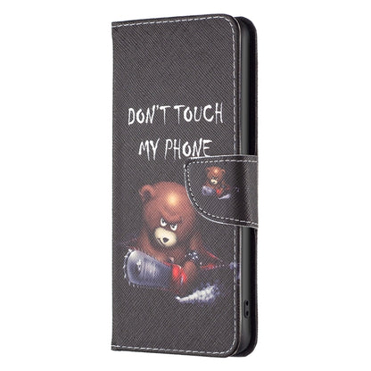 For iPhone 16 Pro Colored Drawing Pattern Leather Phone Case(Bear) - iPhone 16 Pro Cases by PMC Jewellery | Online Shopping South Africa | PMC Jewellery | Buy Now Pay Later Mobicred