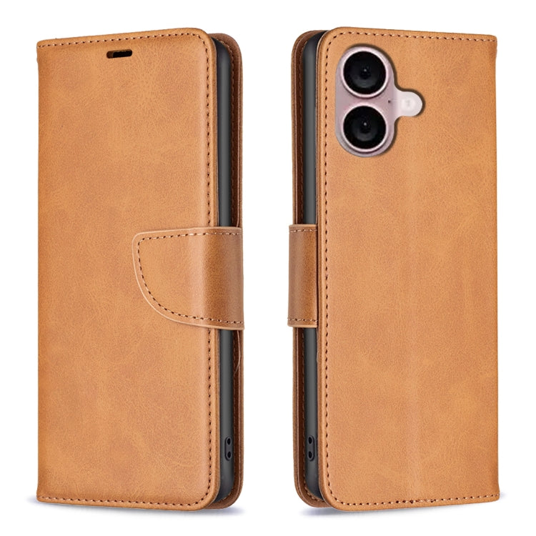 For iPhone 16 Lambskin Texture Pure Color Flip Leather Phone Case(Yellow) - iPhone 16 Cases by PMC TechLife | Online Shopping South Africa | PMC TechLife | Buy Now Pay Later Mobicred