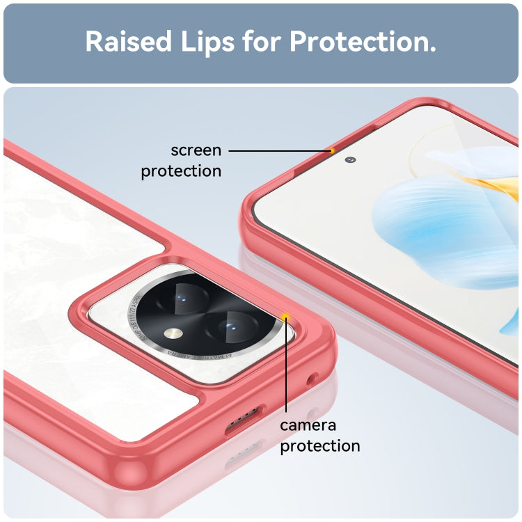 For Honor 100 Colorful Series Acrylic Hybrid TPU Phone Case(Red) - Honor Cases by PMC TechLife | Online Shopping South Africa | PMC TechLife | Buy Now Pay Later Mobicred