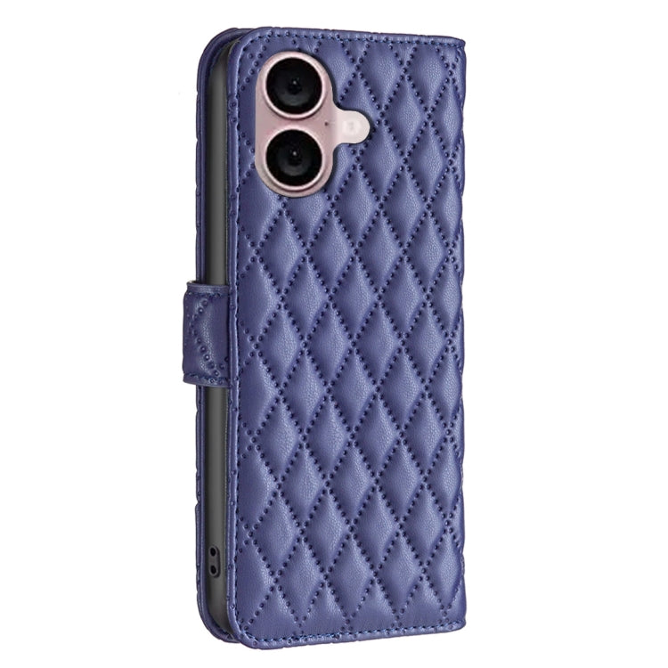 For iPhone 16 Diamond Lattice Wallet Flip Leather Phone Case(Blue) - iPhone 16 Cases by PMC TechLife | Online Shopping South Africa | PMC TechLife | Buy Now Pay Later Mobicred
