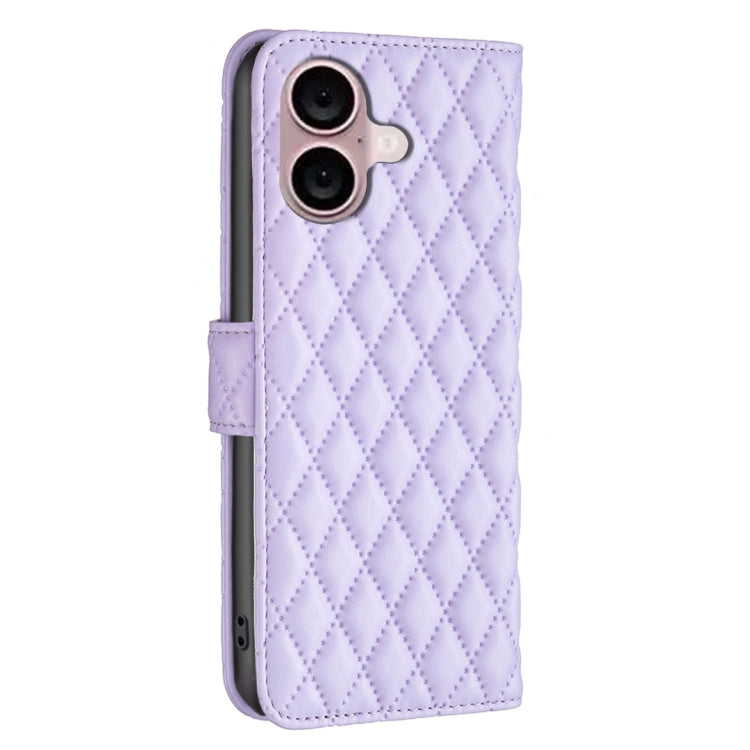 For iPhone 16 Plus Diamond Lattice Wallet Flip Leather Phone Case(Purple) - iPhone 16 Plus Cases by PMC TechLife | Online Shopping South Africa | PMC TechLife | Buy Now Pay Later Mobicred