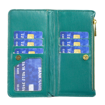 For iPhone 16 Plus Diamond Lattice Zipper Wallet Leather Flip Phone Case(Green) - iPhone 16 Plus Cases by PMC Jewellery | Online Shopping South Africa | PMC Jewellery | Buy Now Pay Later Mobicred