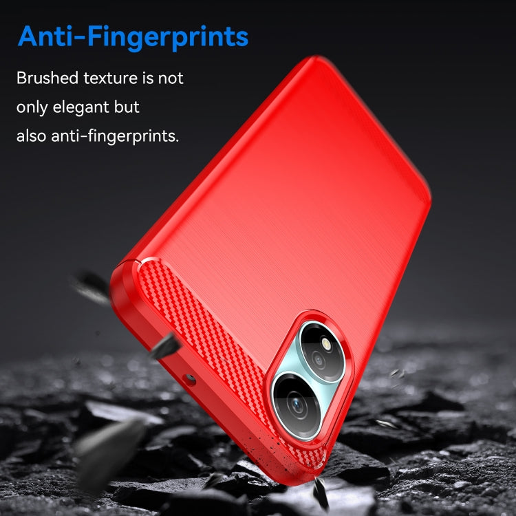 For Honor X7b Brushed Texture Carbon Fiber TPU Phone Case(Red) - Honor Cases by PMC TechLife | Online Shopping South Africa | PMC TechLife | Buy Now Pay Later Mobicred