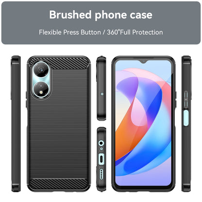 For Honor X7b Brushed Texture Carbon Fiber TPU Phone Case(Black) - Honor Cases by PMC Jewellery | Online Shopping South Africa | PMC Jewellery