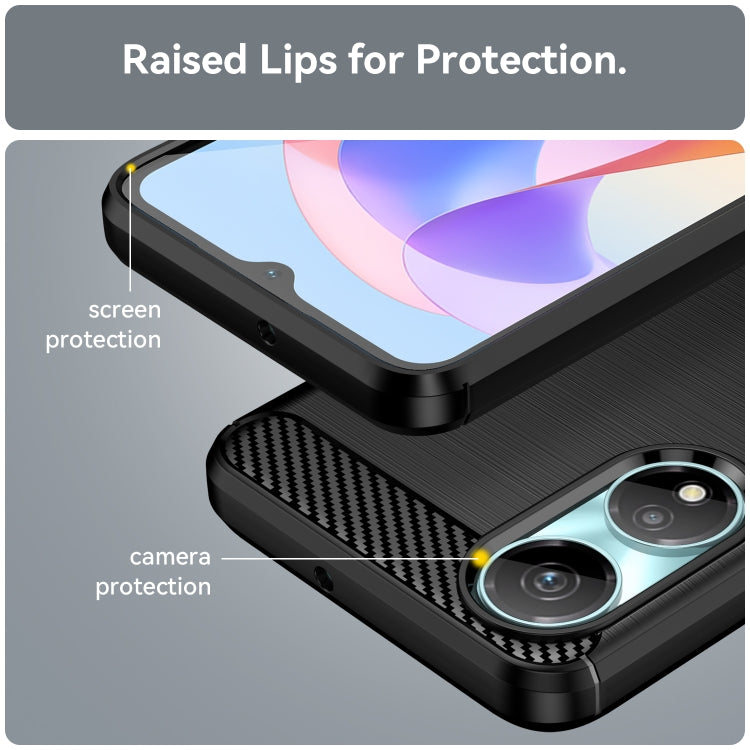 For Honor X5 Plus Brushed Texture Carbon Fiber TPU Phone Case(Black) - Honor Cases by PMC TechLife | Online Shopping South Africa | PMC TechLife
