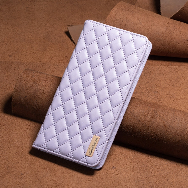 For iPhone 16 Pro Diamond Lattice Magnetic Leather Flip Phone Case(Purple) - iPhone 16 Pro Cases by PMC TechLife | Online Shopping South Africa | PMC TechLife | Buy Now Pay Later Mobicred