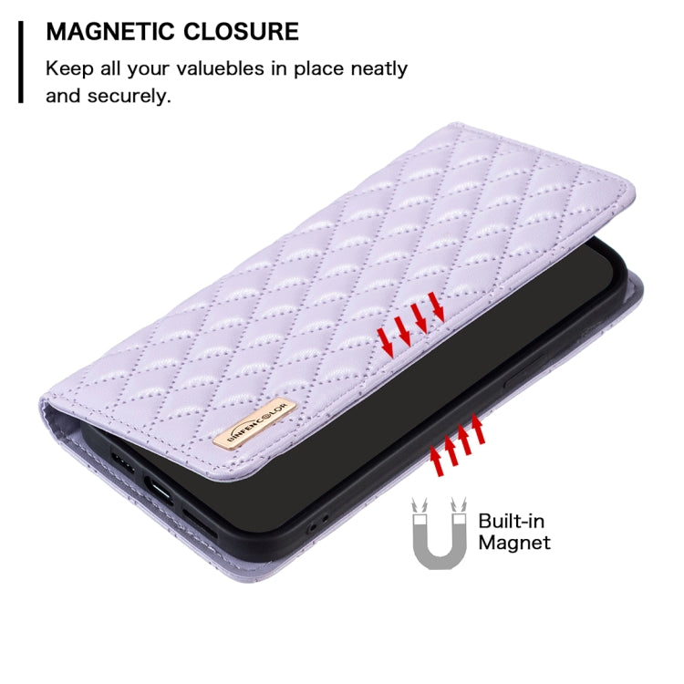 For iPhone 16 Pro Diamond Lattice Magnetic Leather Flip Phone Case(Purple) - iPhone 16 Pro Cases by PMC TechLife | Online Shopping South Africa | PMC TechLife | Buy Now Pay Later Mobicred