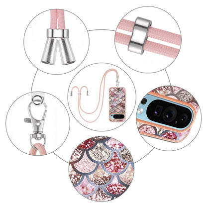 For Google Pixel 9 / 9 Pro Electroplating IMD TPU Phone Case with Lanyard(Pink Scales) - Google Cases by PMC Jewellery | Online Shopping South Africa | PMC Jewellery | Buy Now Pay Later Mobicred