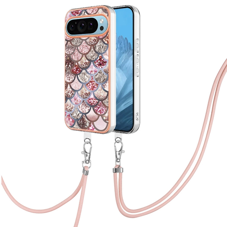 For Google Pixel 9 Pro XL Electroplating IMD TPU Phone Case with Lanyard(Pink Scales) - Google Cases by PMC Jewellery | Online Shopping South Africa | PMC Jewellery | Buy Now Pay Later Mobicred