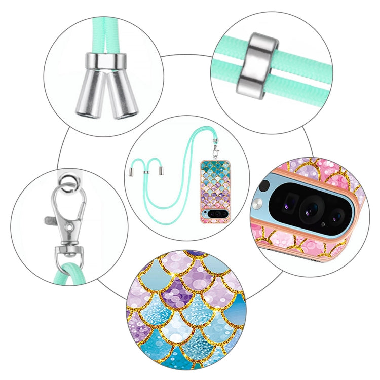 For Google Pixel 9 Pro XL Electroplating IMD TPU Phone Case with Lanyard(Colorful Scales) - Google Cases by PMC TechLife | Online Shopping South Africa | PMC TechLife | Buy Now Pay Later Mobicred