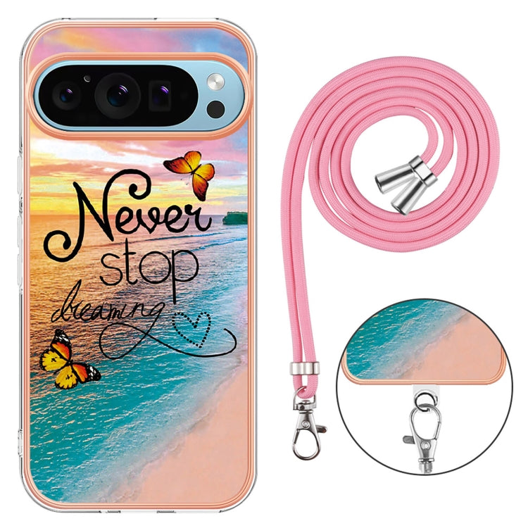 For Google Pixel 9 Pro XL Electroplating IMD TPU Phone Case with Lanyard(Dream Butterfly) - Google Cases by PMC TechLife | Online Shopping South Africa | PMC TechLife | Buy Now Pay Later Mobicred