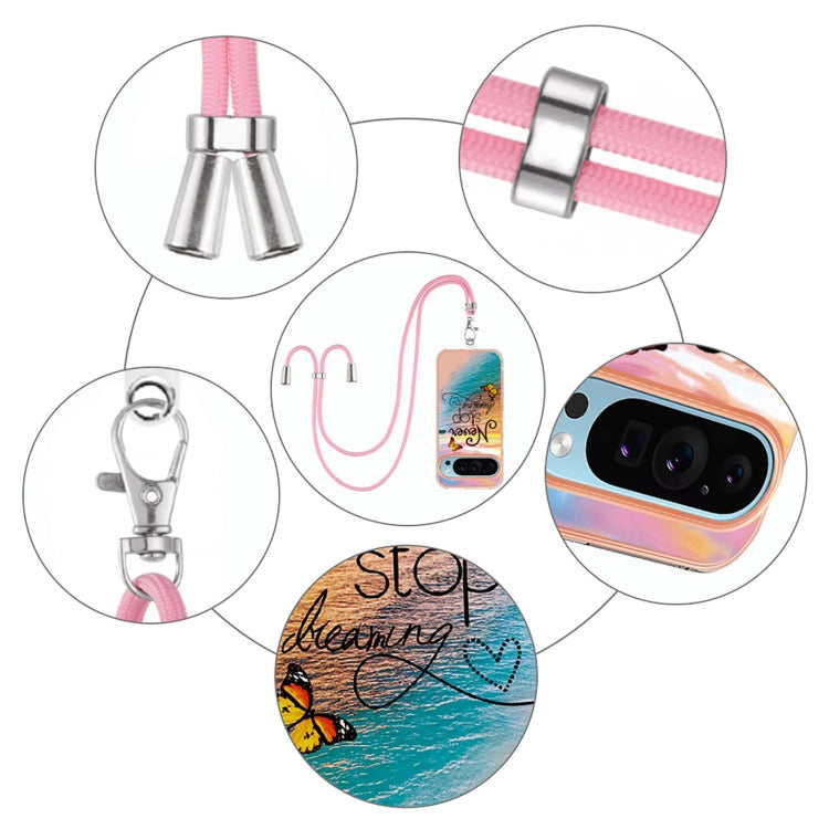 For Google Pixel 9 Pro XL Electroplating IMD TPU Phone Case with Lanyard(Dream Butterfly) - Google Cases by PMC TechLife | Online Shopping South Africa | PMC TechLife | Buy Now Pay Later Mobicred