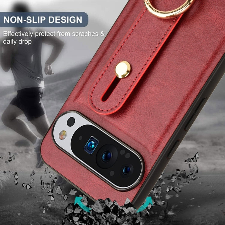 For Google Pixel 9 Wristband Leather Back Phone Case(Red) - Google Cases by PMC Jewellery | Online Shopping South Africa | PMC Jewellery | Buy Now Pay Later Mobicred