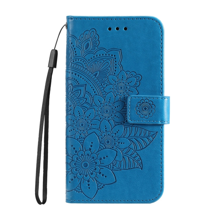 For Google Pixel 9 Pro 7-petal Flowers Embossing Leather Phone Case(Blue) - Google Cases by PMC TechLife | Online Shopping South Africa | PMC TechLife | Buy Now Pay Later Mobicred