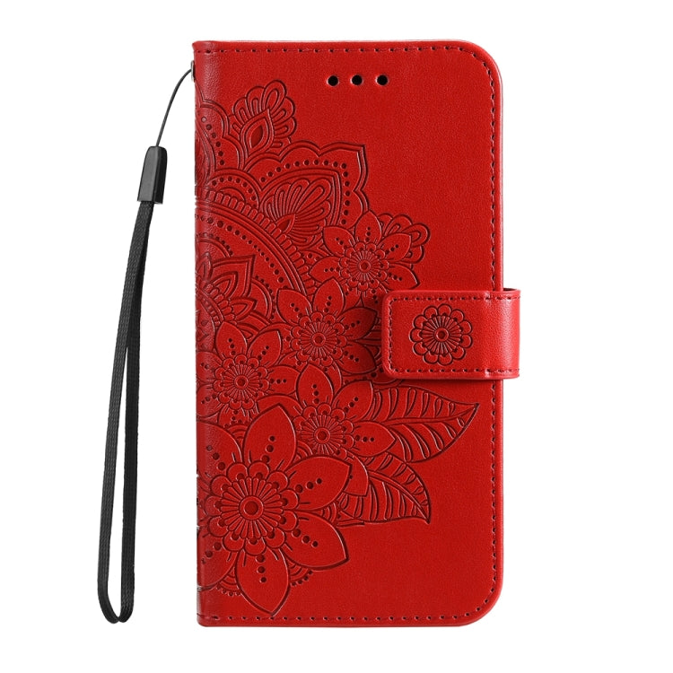 For Google Pixel 9 Seven-petal Flowers Embossing Leather Phone Case(Red) - Google Cases by PMC Jewellery | Online Shopping South Africa | PMC Jewellery | Buy Now Pay Later Mobicred