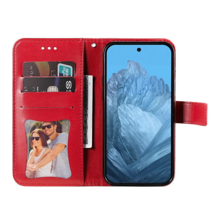 For Google Pixel 9 Seven-petal Flowers Embossing Leather Phone Case(Red) - Google Cases by PMC Jewellery | Online Shopping South Africa | PMC Jewellery | Buy Now Pay Later Mobicred