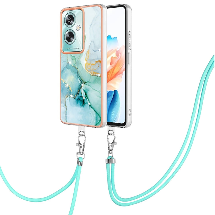 For OPPO A79 5G Global Electroplating Marble Dual-side IMD Phone Case with Lanyard(Green 003) - OPPO Cases by PMC TechLife | Online Shopping South Africa | PMC TechLife | Buy Now Pay Later Mobicred