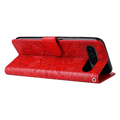 For Google Pixel 9 Pro Embossed Sunflower Leather Phone Case(Red) - Google Cases by PMC Jewellery | Online Shopping South Africa | PMC Jewellery | Buy Now Pay Later Mobicred