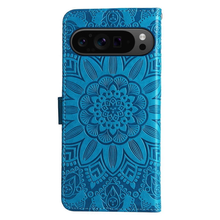 For Google Pixel 9 Pro Embossed Sunflower Leather Phone Case(Blue) - Google Cases by PMC TechLife | Online Shopping South Africa | PMC TechLife | Buy Now Pay Later Mobicred