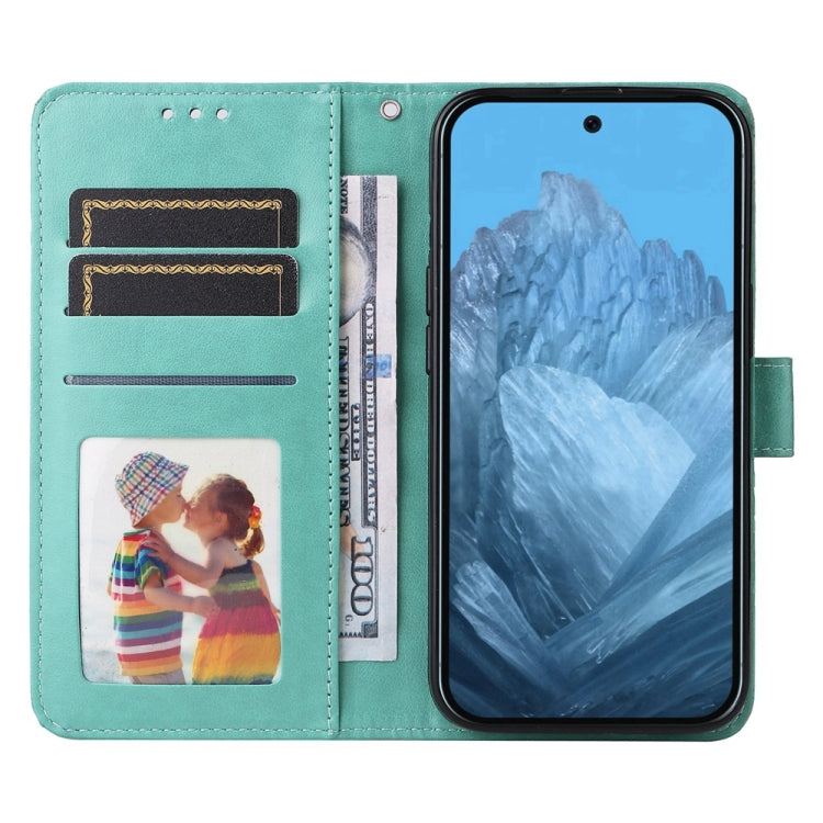 For Google Pixel 9 Embossed Sunflower Leather Phone Case(Green) - Google Cases by PMC TechLife | Online Shopping South Africa | PMC TechLife | Buy Now Pay Later Mobicred