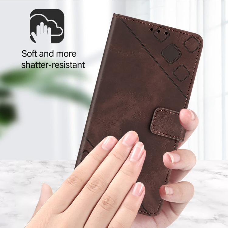For iPhone SE 2024 Skin-feel Embossed Leather Phone Case(Brown) - More iPhone Cases by PMC Jewellery | Online Shopping South Africa | PMC Jewellery | Buy Now Pay Later Mobicred