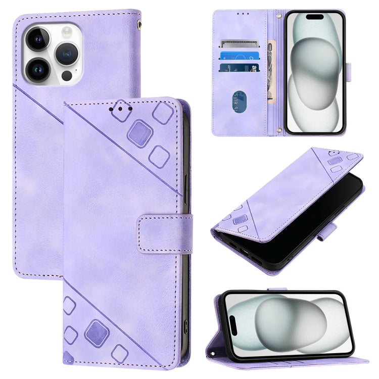 For iPhone 16 Pro Max Skin-feel Embossed Leather Phone Case(Light Purple) - iPhone 16 Pro Max Cases by PMC TechLife | Online Shopping South Africa | PMC TechLife | Buy Now Pay Later Mobicred