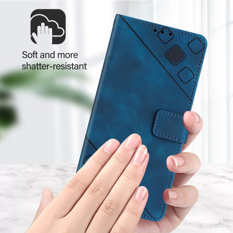 For iPhone 16 Pro Skin-feel Embossed Leather Phone Case(Blue) - iPhone 16 Pro Cases by PMC Jewellery | Online Shopping South Africa | PMC Jewellery | Buy Now Pay Later Mobicred