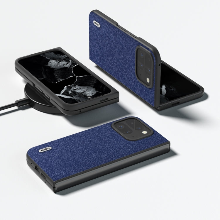 For Google Pixel 9 Pro Fold ABEEL Black Edge Genuine Leather Mino Phone Case(Royal Blue) - free shipping - PMC TechLife - Order now!