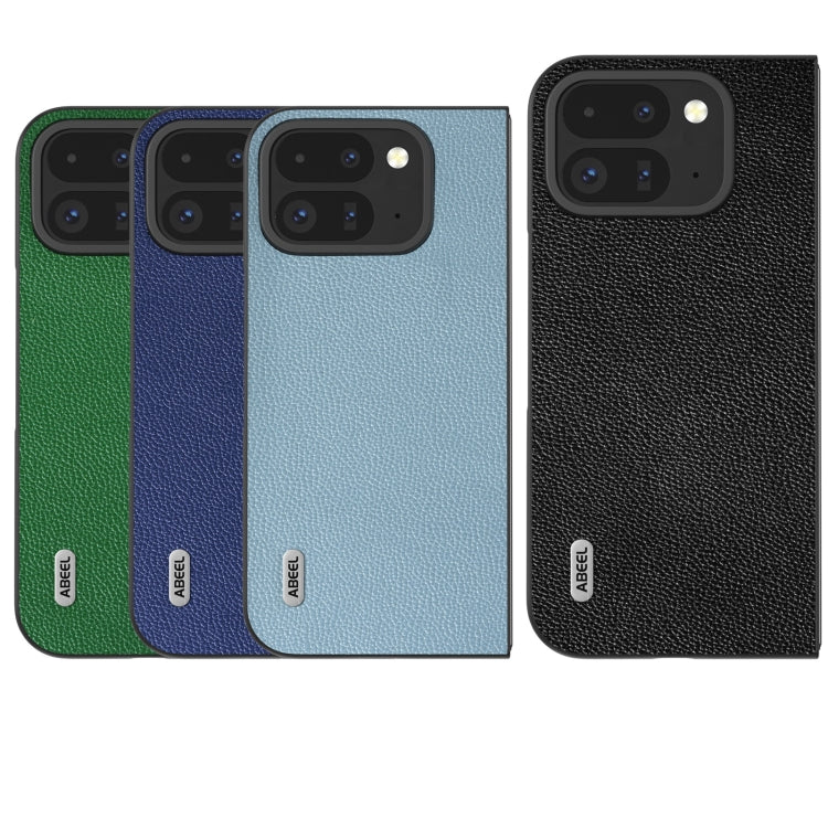 For Google Pixel 9 Pro Fold ABEEL Black Edge Genuine Leather Mino Phone Case(Black) - Google Cases by PMC TechLife | Online Shopping South Africa | PMC TechLife | Buy Now Pay Later Mobicred