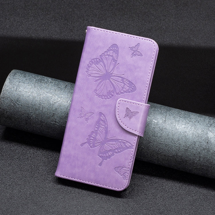 For iPhone 16 Pro Embossing Two Butterflies Pattern Leather Phone Case(Purple) - iPhone 16 Pro Cases by PMC TechLife | Online Shopping South Africa | PMC TechLife | Buy Now Pay Later Mobicred